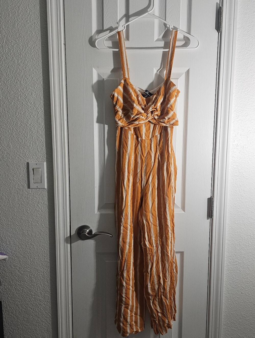 Lulu's Orange White Striped Jumpsuit